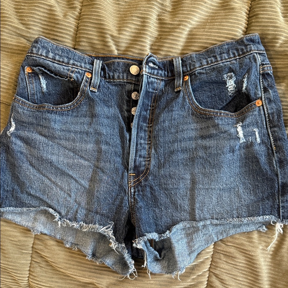 Levi's Blue Distressed Jean Shorts